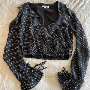 Honey Punch Cropped Polka Dot Top